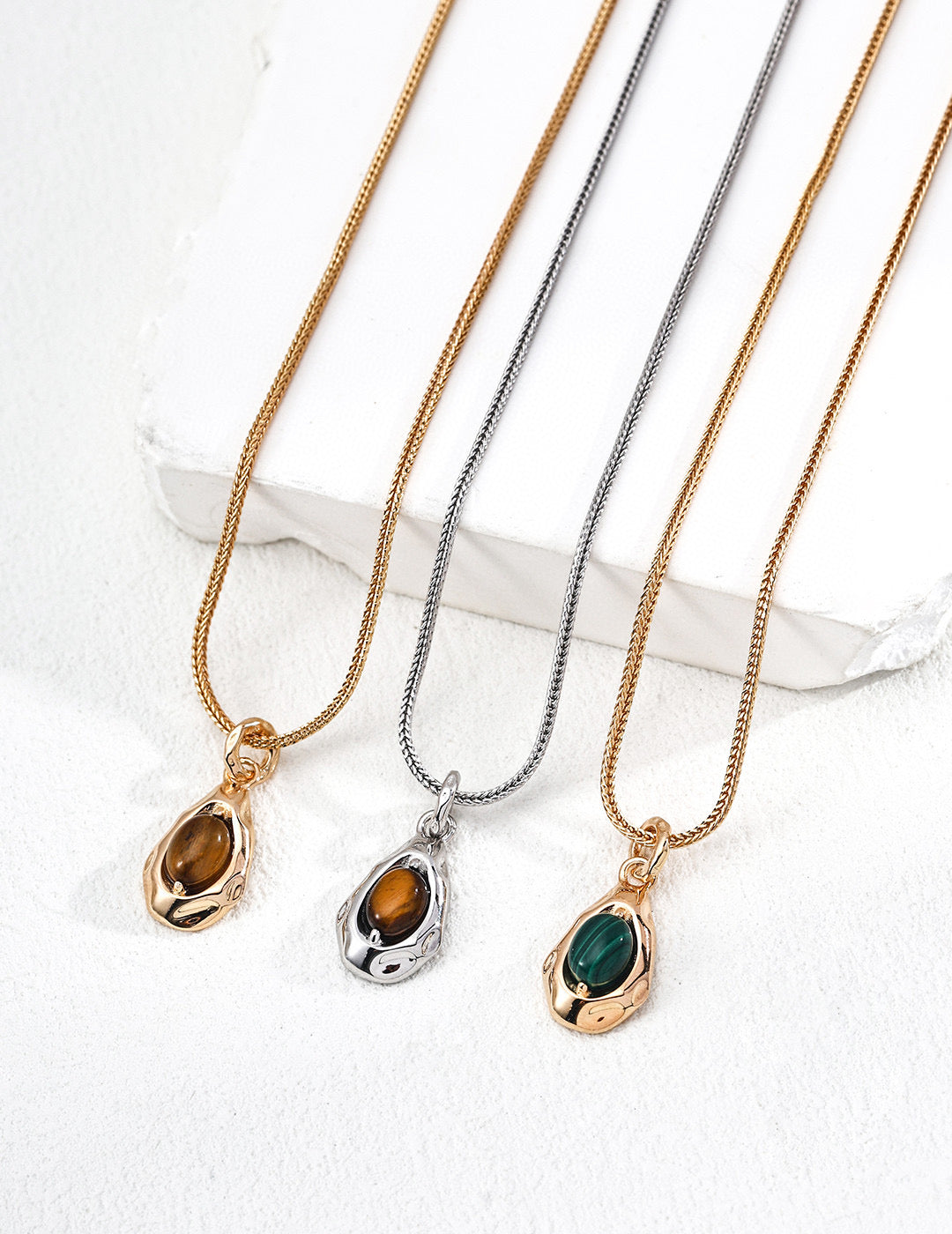 Malachite Pendant Necklace | Sterling Silver Pendant | Eudorra Jewelry