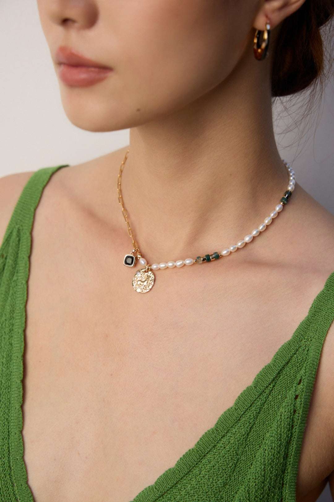 Moss Agate Sonata Necklace |Eudorra Jewelry.