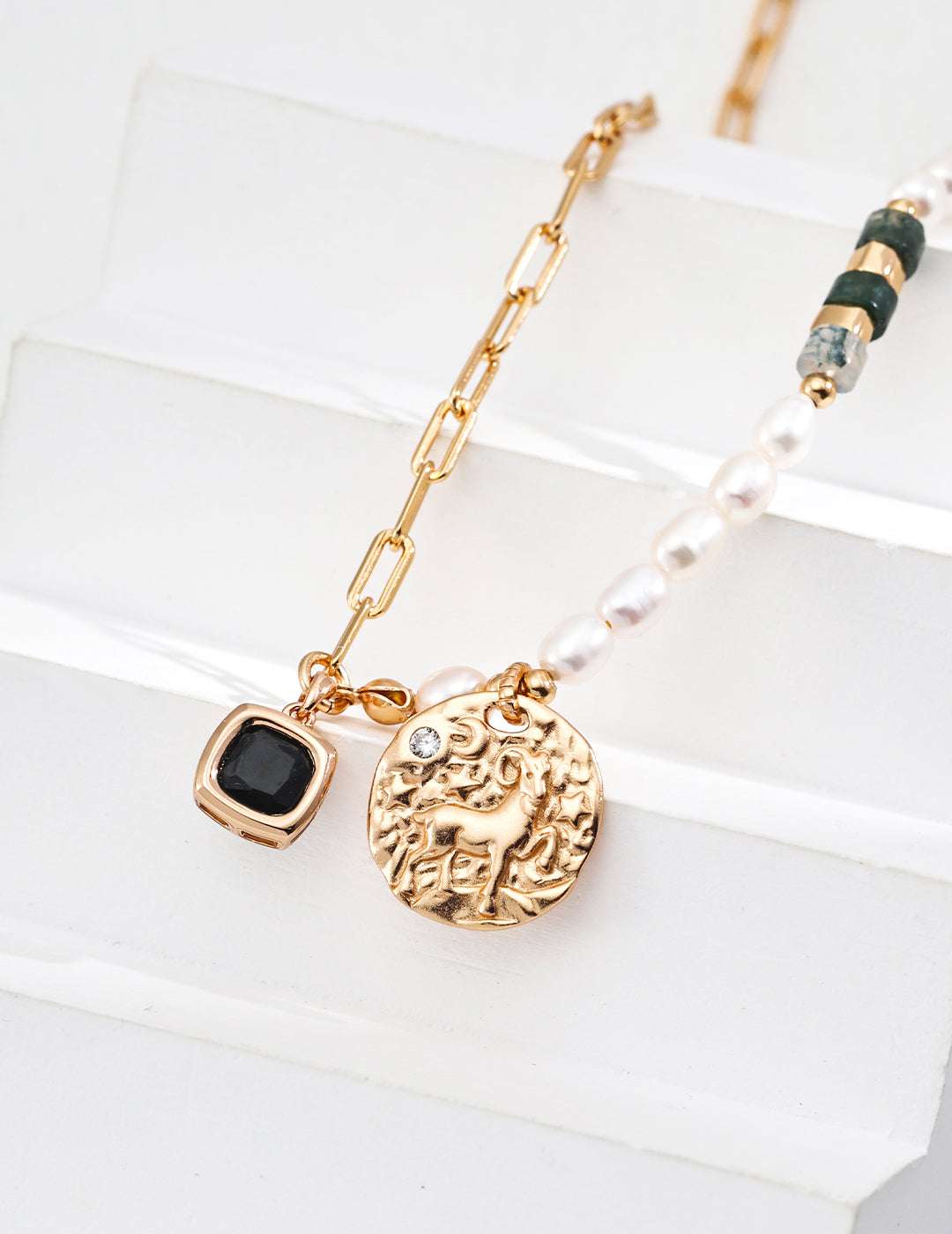Moss Agate Sonata Necklace ｜Eudorra Jewelry.